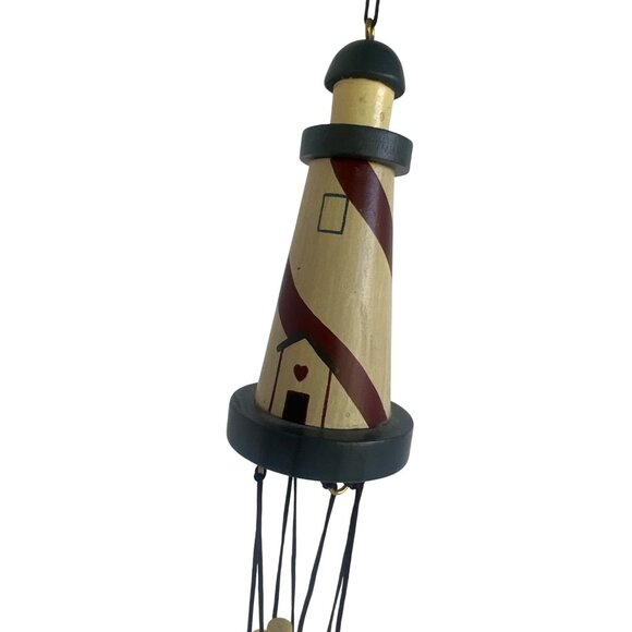 Lighthouse-Themed Wind Chime Brass Tubes & Hand-Painted Nautical Design By NCE - Picture 1 of 9